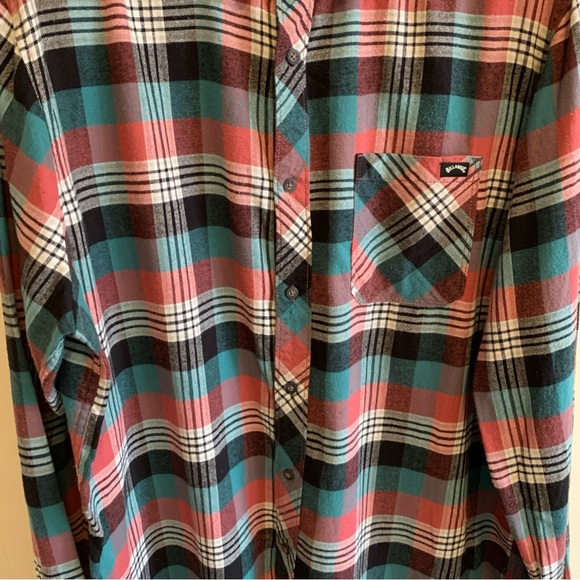 Billabong Men's Plaid Shirt - Teal, Red, and Black - Picture 3 of 7
